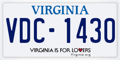 VA license plate VDC1430