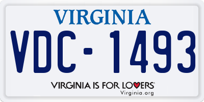 VA license plate VDC1493