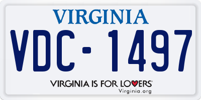 VA license plate VDC1497
