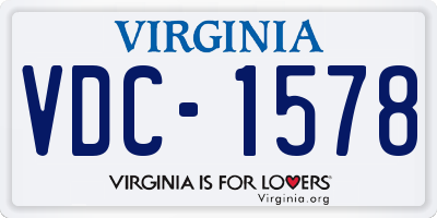 VA license plate VDC1578