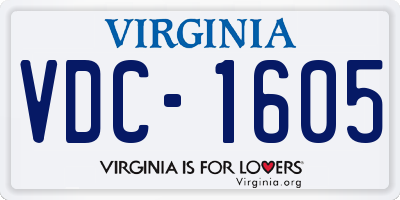 VA license plate VDC1605