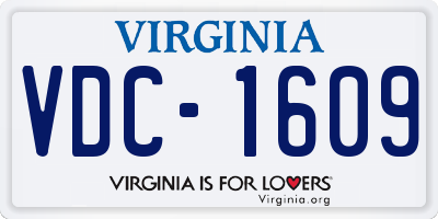 VA license plate VDC1609