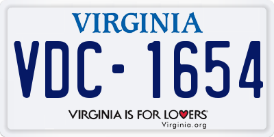 VA license plate VDC1654