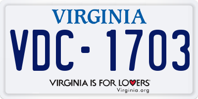 VA license plate VDC1703
