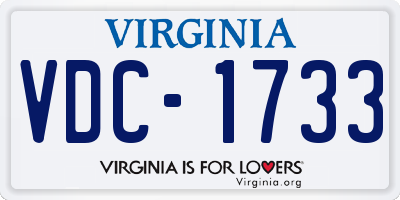 VA license plate VDC1733