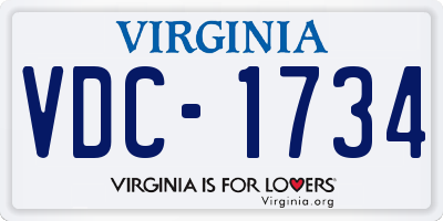 VA license plate VDC1734