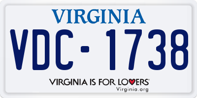 VA license plate VDC1738