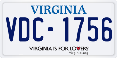 VA license plate VDC1756