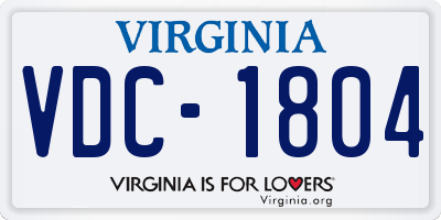 VA license plate VDC1804