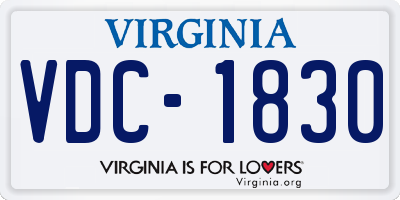 VA license plate VDC1830