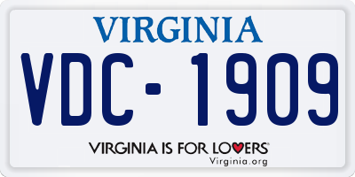VA license plate VDC1909