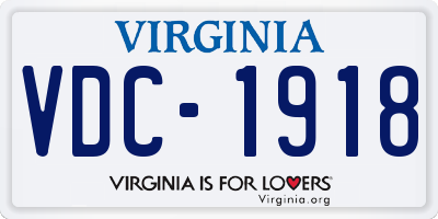 VA license plate VDC1918