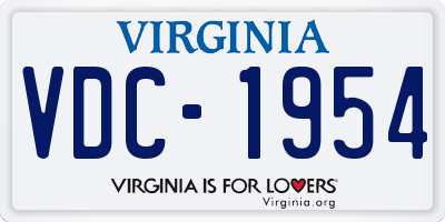 VA license plate VDC1954