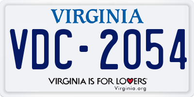 VA license plate VDC2054