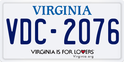 VA license plate VDC2076