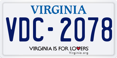 VA license plate VDC2078