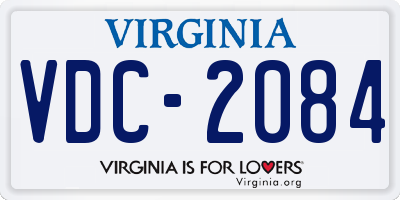 VA license plate VDC2084