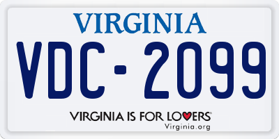 VA license plate VDC2099
