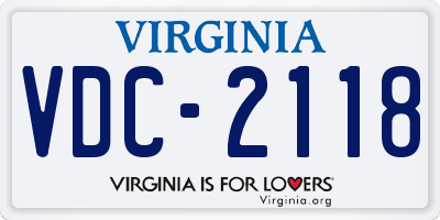 VA license plate VDC2118