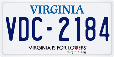 VA license plate VDC2184