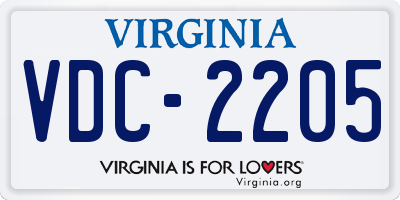 VA license plate VDC2205