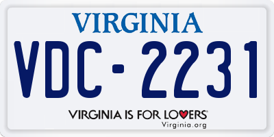 VA license plate VDC2231