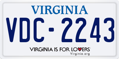 VA license plate VDC2243