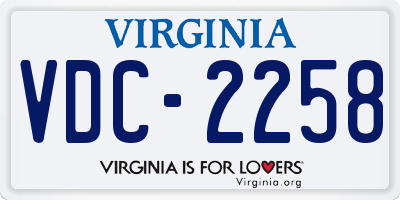 VA license plate VDC2258