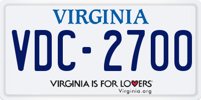 VA license plate VDC2700