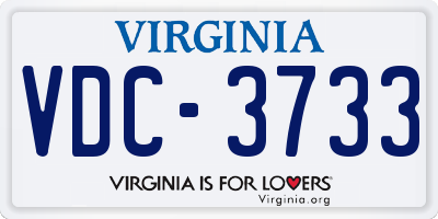 VA license plate VDC3733