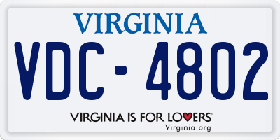 VA license plate VDC4802
