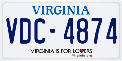 VA license plate VDC4874