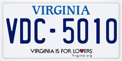 VA license plate VDC5010