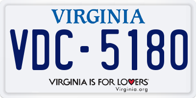 VA license plate VDC5180