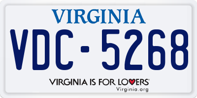 VA license plate VDC5268