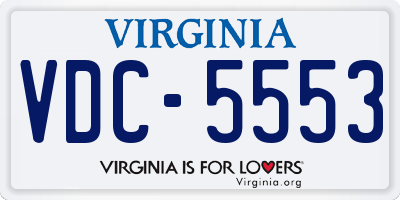 VA license plate VDC5553