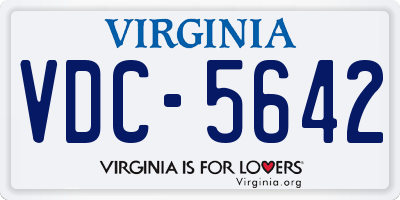 VA license plate VDC5642