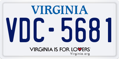 VA license plate VDC5681