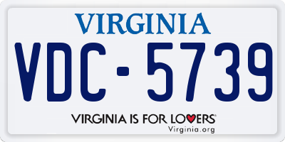 VA license plate VDC5739