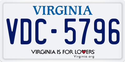 VA license plate VDC5796