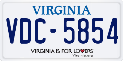 VA license plate VDC5854