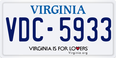 VA license plate VDC5933