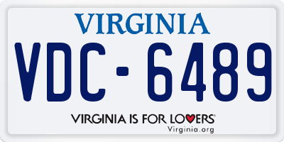 VA license plate VDC6489