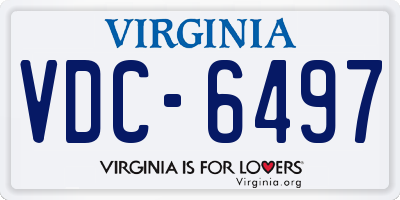 VA license plate VDC6497
