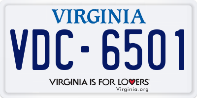 VA license plate VDC6501