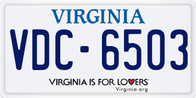 VA license plate VDC6503