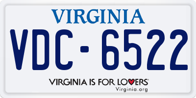 VA license plate VDC6522