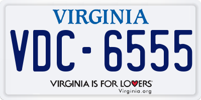 VA license plate VDC6555