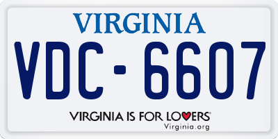 VA license plate VDC6607