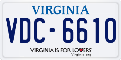 VA license plate VDC6610
